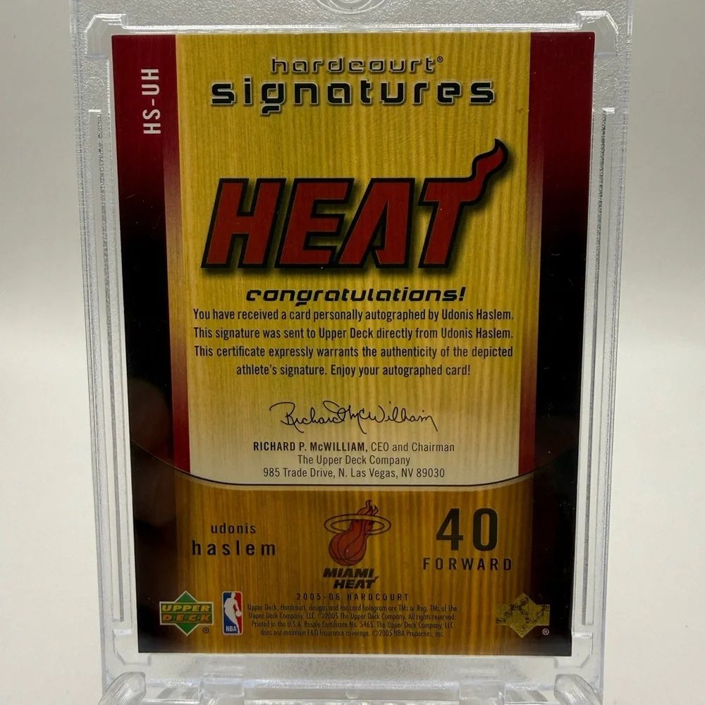 2005-06 Upper Deck Hardcourt Signatures Udonis Haslem Auto with Magnetic Case